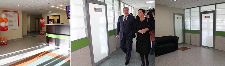 Полпред осмотрел лечебные и процедурные кабинеты, лабораторию и другие помещения приемно-поликлинического отделения Новосибирского НИИ патологии кровообращения имени академика Е.Н. Мешалкина