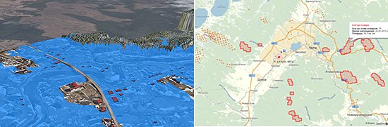 Зоны затопления и лесных пожаров в ГИСЧС