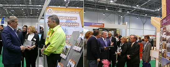 Полпред ознакомился с экспозицией выставки малоэтажного домостроения и ландшафтного дизайна «Сибирский дом»
