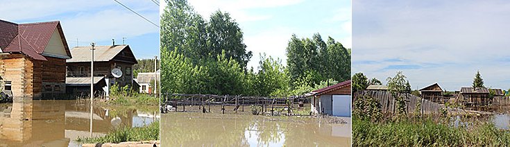 Подтопленные жилые дома и приусадебные участки на территории города Бийска