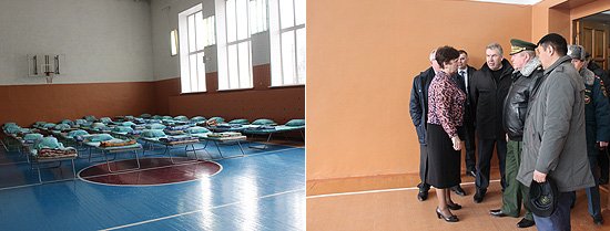 Пункт временного размещения в школе № 13 г. Горно-Алтайска вместимостью 350-400 человек