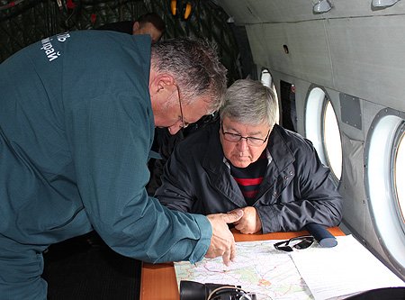 Во время облета подтопленных паводком территорий