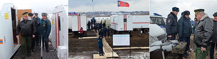 Полпред осмотрел технику и проанализировал работу передвижного командного пункта, развернутого в микрорайоне Затон в г. Барнауле