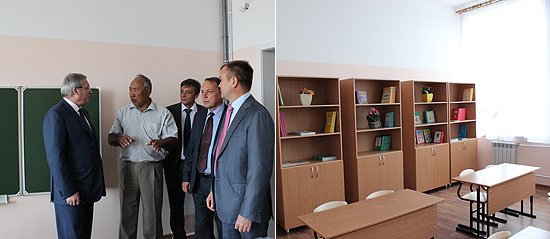 Двухэтажный учебный корпус школы рассчитан на 100 детей