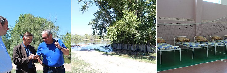Осмотр подтопленных участков в селе Обское Каменского района и пункта временного размещения в школе с. Гонохово