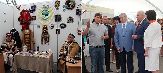 Виктор Толоконский и врио главы Республика Хакасия Виктор Зимин осмотрели выставку форума