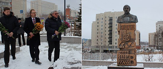 Полномочный представитель возложил цветы к памятнику основателю Кольцово – академику Льву Степановичу Сандахчиеву